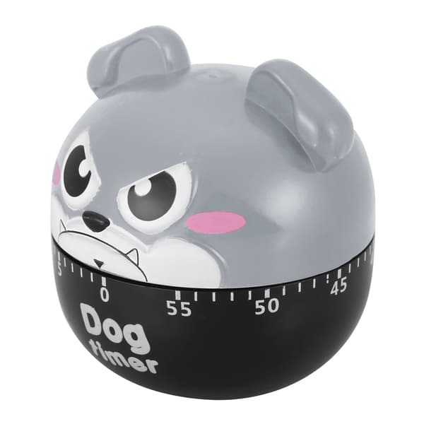 Mechanical Kitchen Timer Cute Dog Manual Counter for Home Cooking Reminder Tool (Grey)