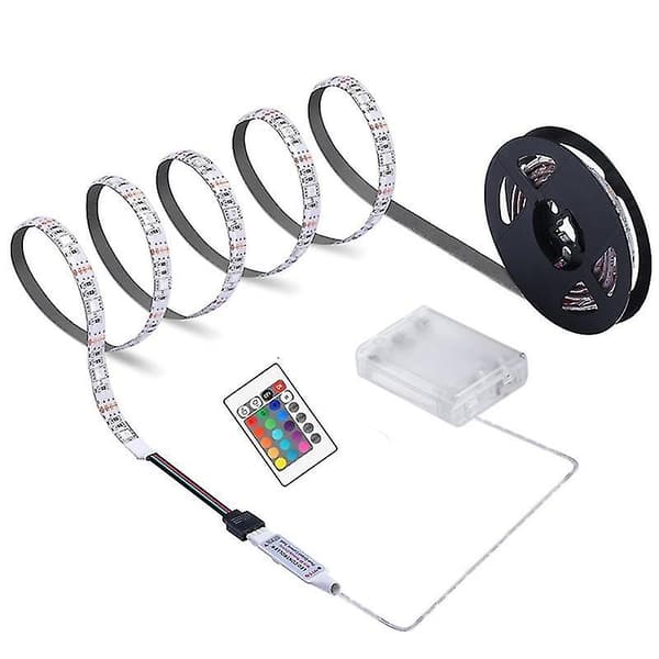 Remote Control Battery Powered High Brightness LED Strip IP65 Waterproof Decoration DC 5V RGB 5050 TV Backlight Room Lighting Wall Decor Compa 5M
