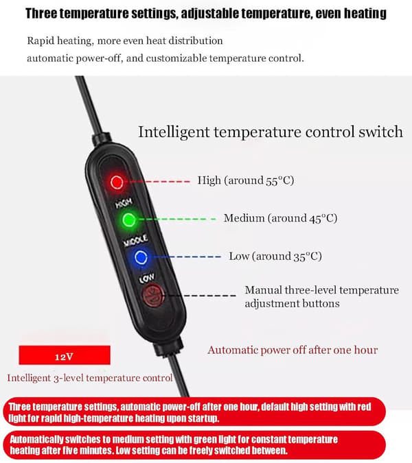 Heated Grips - Three Temperature Settings - Winter Warmth - Plug-in Operation - USB Powered - Washable - Non-slip Design - Universal for All Models