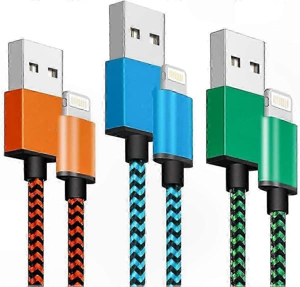 2m 3-pak Flettet USB-ladekabel til Lightning-enheder