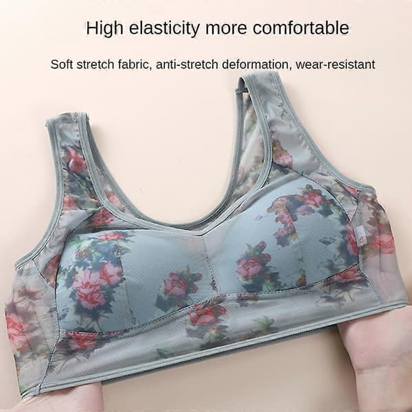 Isilkslace Cooling Comfort Bra, Lace Wireless Comfortable Bra - Blue