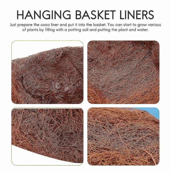 6 Pieces 25 cm Half-Round Insert Semi-Circle Coco Fiber Replacement Liners For Hanging Baskets Garden F