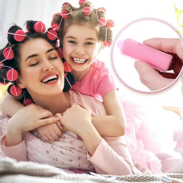 Skumhårrullar, flexibla sovrullar, mjuka frisörrullar för kvinnor och flickor, hårstyling (12 st, rosa)