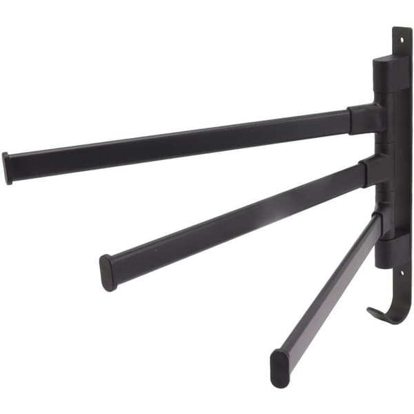 Rotating Black Towel Holder, Drill-Free Wall Mount, 3-Arm Corner Towel Rack for Bathroom