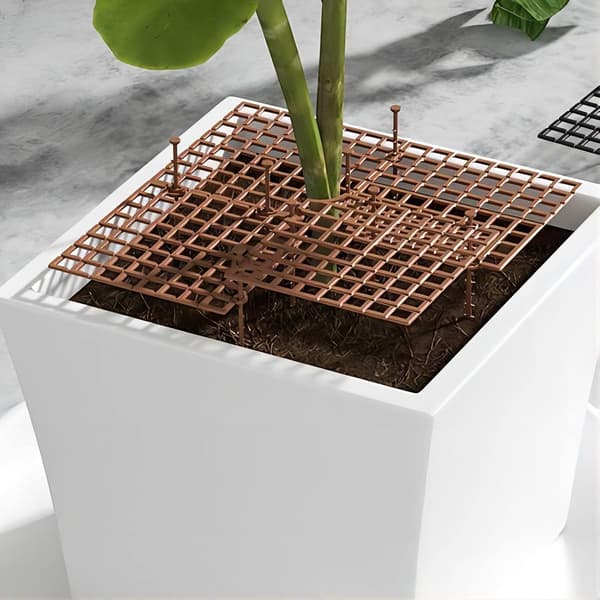 2-pak blomsterpottesikringsnet, 30 cm klippbart, firkantet brunt blomsterpottenet