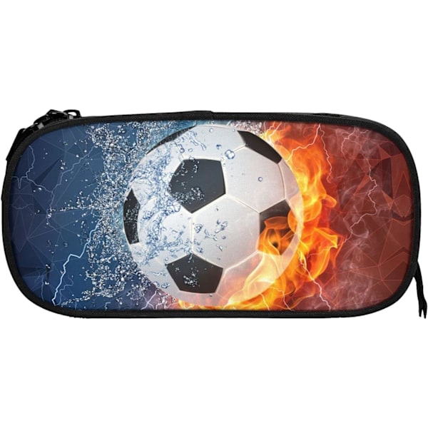 Jalkapallokuviollinen penaali pojille, siisti brändipenaali ja vedenpitävä vetoketjullinen penaali teini-ikäisille, pienet penaalit, kosmetiikka Soccer Water Fire