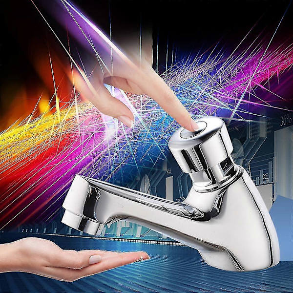 Automatic Self-Closing Water Saving Faucet Bathroom Sink Cold Water Tap Delayed Push Button