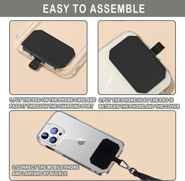 Universal Phone Cord - Chain 2 pcs Nylon Adjustable Phone Case Black Prevent Loss_yu