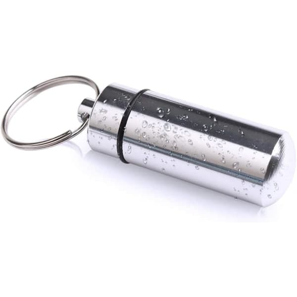 3-pack Vattentät Aluminium Pillerask Fickpillerask Nyckelring Pillerbehållare