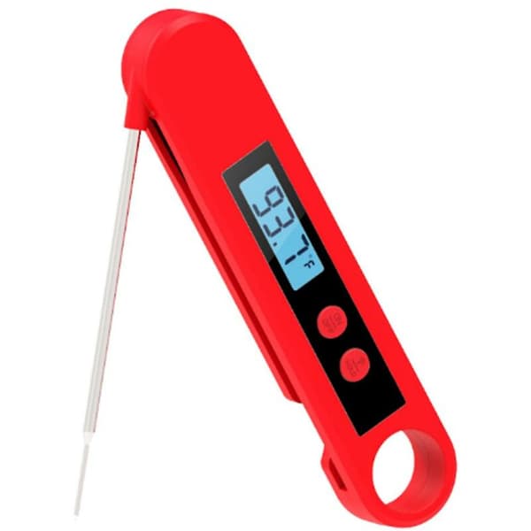 BBQ BBQ Foldbart Sondetermometer Madlavning Digital Køkkentermometer (Rød)