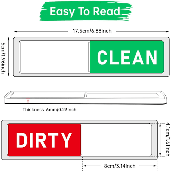 1 Dirty Clean Oppvaskmaskinmagnet - Ren og Skitten Oppvask