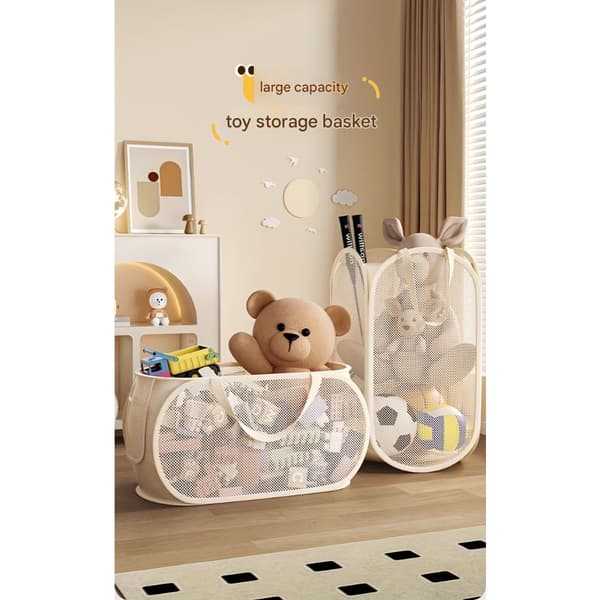 Large Toy Storage Basket, Transparent, Divided Compartments, Durable Horizontal Horisontell
