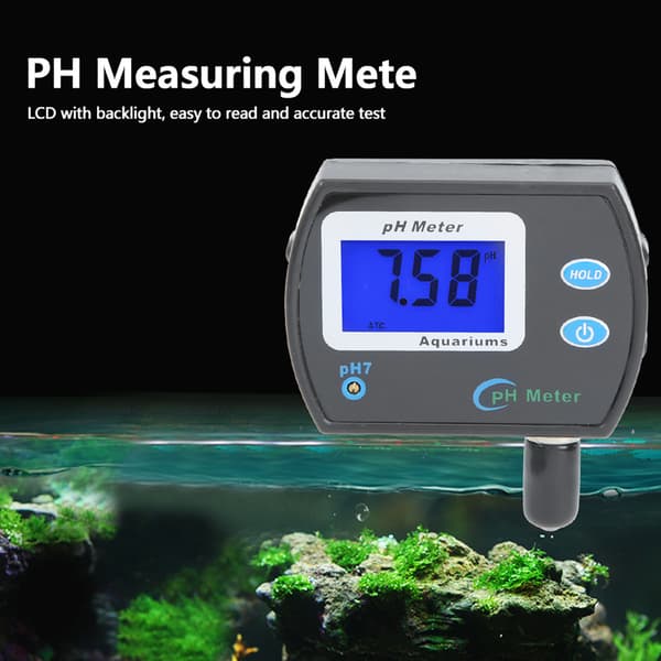 LCD Digital PH-måler Tester Akvarium Pool Vandkvalitetstestmåler EU-stik 220V
