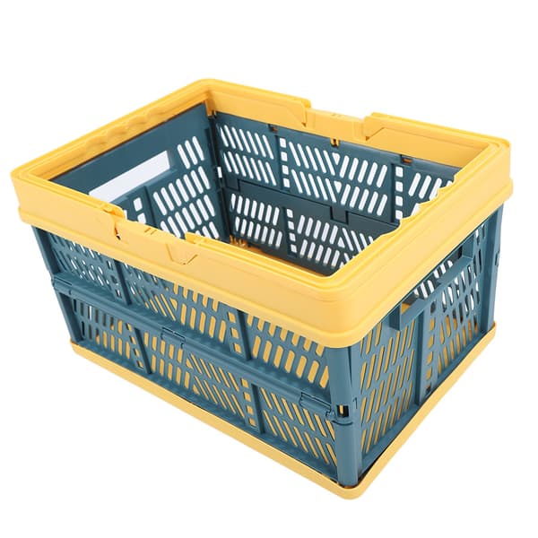 Foldable Baskets with Handles PP Waterproof Foldable Storage Boxes for Home Kitchen Bedroom Office Yellow Green Large Size