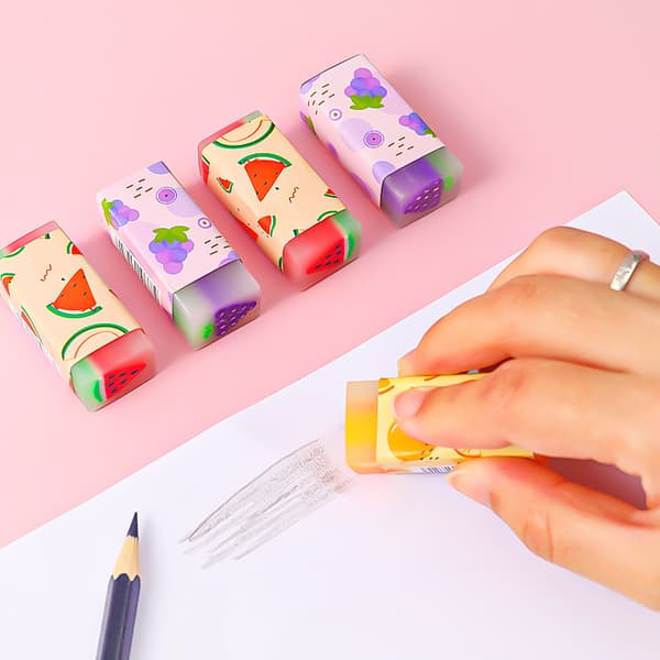6 Pieces Fruit Erasers, Cute Soft Erasers Colorful Erasers, Kawaii