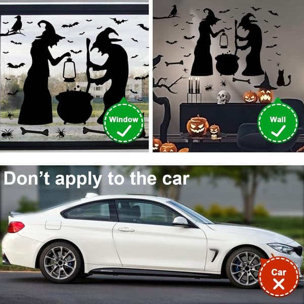 1. Halloween-seinätarrat, seinätarra noidalla ja lepakolla