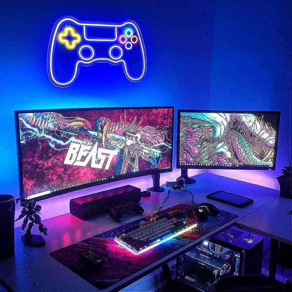 Gamer Neonskylt, Spelkontroll Neonskylt För Gamer Rumsdekor - Gaming Neon