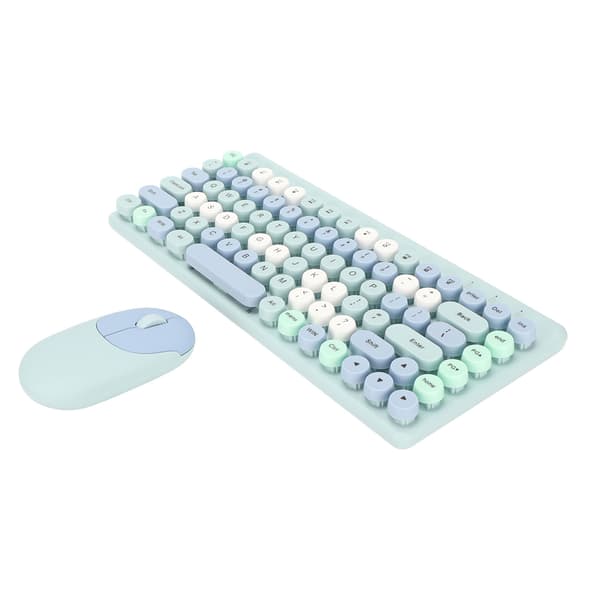 Wireless Keyboard and Mouse Combo 2.4GHz Wireless Mouse 86 Keys Colorful Keyboard Set with USB Receiver Blue