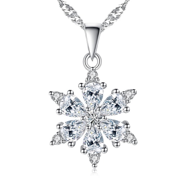 Necklace Silver Plated Ornament Lucky Snowflake Fashion Charm