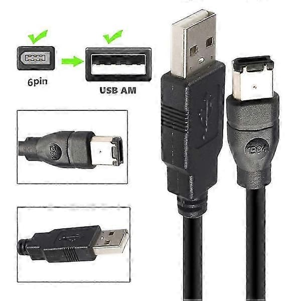 JUNSUNMAY 3m 480Mbps Firewire IEEE 1394 6-bens han til USB 2.0 han adapterkonverteringskabel som vist SZRH