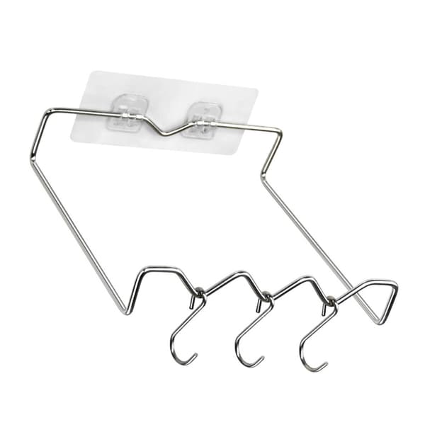 Wall-Mounted Basin Rack Multifunctional Modern Simple Stainless Steel Space-Saving Basin Hook Organizer for Bathroom Kitchen