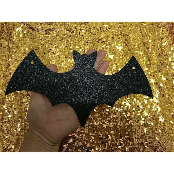 Glitterflaggermusgirlander - Halloweenfestdekorasjoner, Halloweenflaggermus, Halloweengirlander, Spøkelseshusdekorasjoner