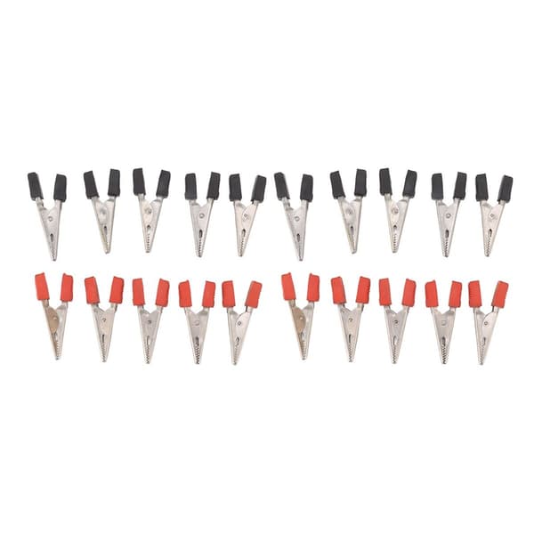 20-pack krokodilklämmor röda och svarta 1 cm öppning elektriska KLB