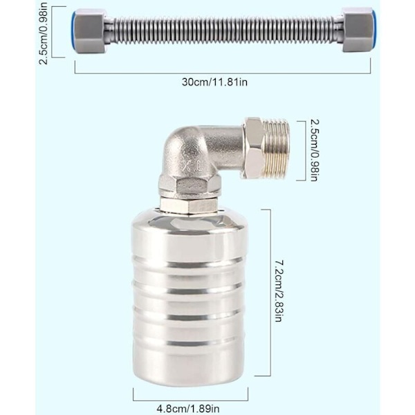 Automatic Stainless Steel 304 Float Valve, Water Level Regulator for Tank, Compatible with Mini Ball Float Valve