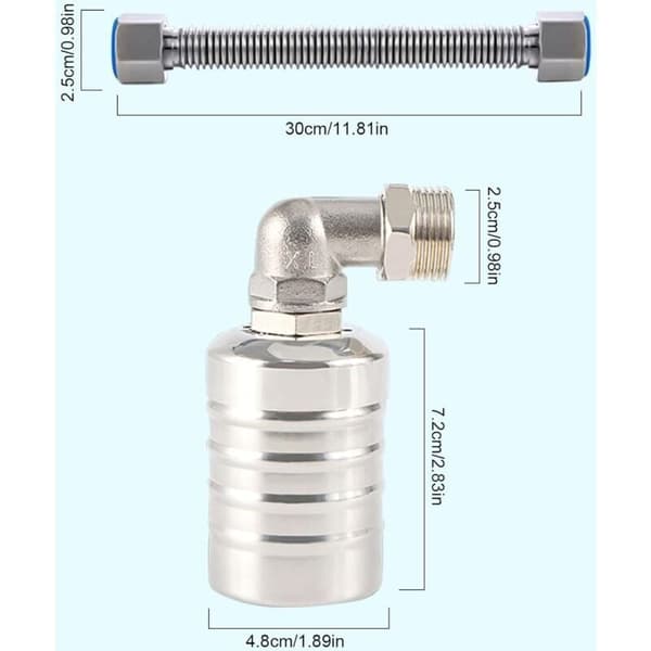 Automatisk 304 rustfri stål flydeventil, vandstandsregulator til tank, kompatibel med mini kugleflydeventil