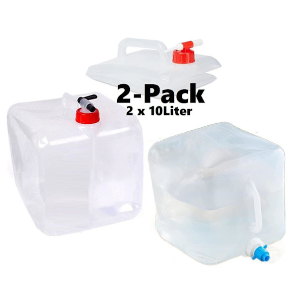 2-PACK 10L Portable Folding Water Container with Tap