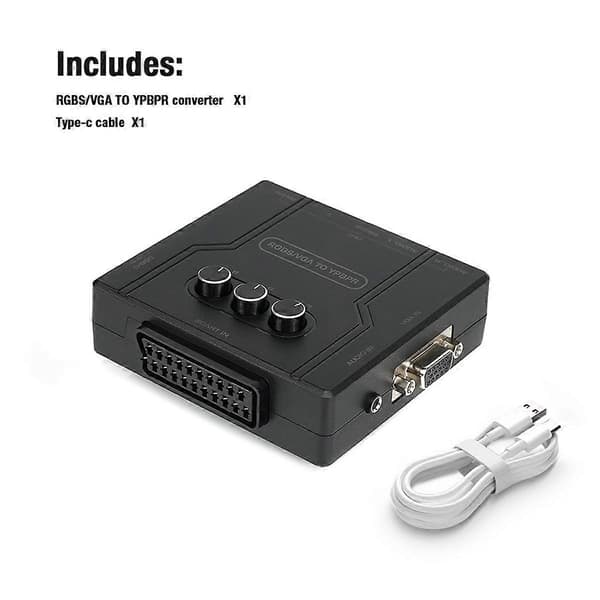 RGBS VGA til YPBPR Komponentkonverterer SCART til YPBPR Konverterer for 64 PS1 PS2 Dreamcast Retro Spill
