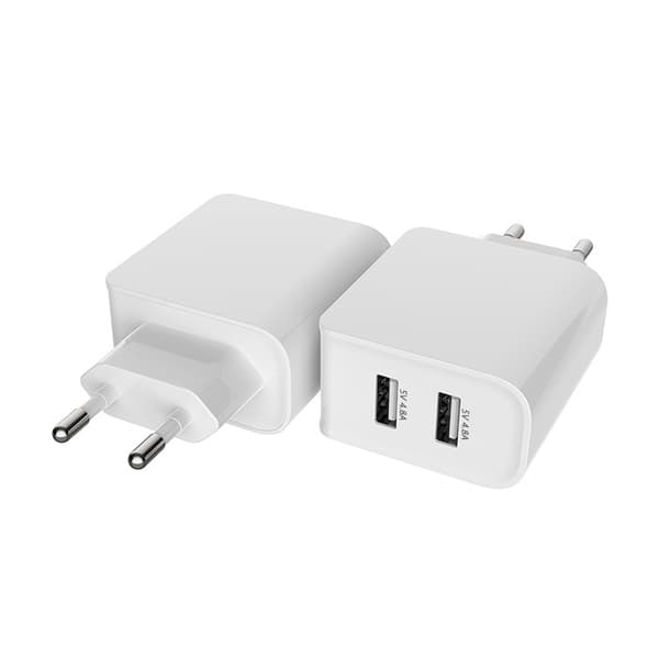 Shenzhen fabrikksalg direkte 24W 4.8A 2 USB-porter EU mobiltelefon hurtiglader CE Rohs