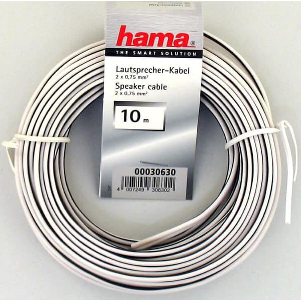 HAMA Högtalarkabel 2x0,75 mm² 25p Bulk Vit 10m