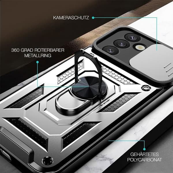 Skyddsfodral - BOOLING - Samsung Galaxy A17 4G/5G - Kameraskydd och Silverring - 2 Glas-FA-