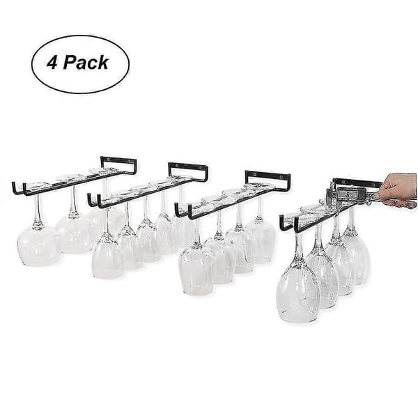 Kök Restaurang Väggmonterad Vinglasförvaring Metallhållare Ställ med 4-pack Q