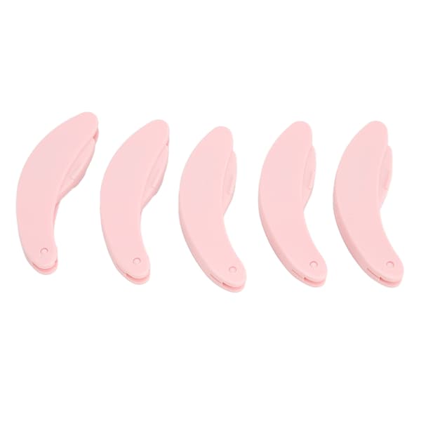 5 Pcs Curved Handle Eyelash Comb Stainless Steel Foldable Eyelash Comb Tool for Makeup Pink