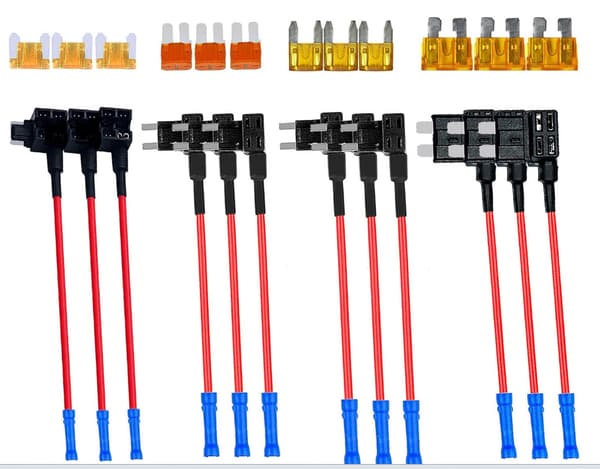 12-pack 12V-24V 20A Mini-säkringshållare för bilar med extra kretsar
