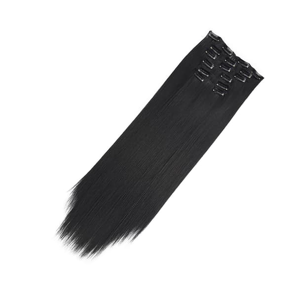 6 kpl suora hiuslisäke 60 cm pidennyshiuslisäke 16 klipsillä cosplay-juhliin
