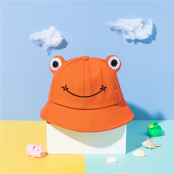 Orange - Söt Groda Hinkhatt för Vuxna, Sommar, Utomhus, Vikbar