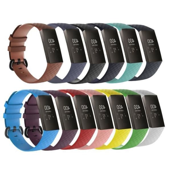 (L) Silikone erstatningsarmbånd til Fitbit Charge 3 Fitness Activity - Sort[DB]