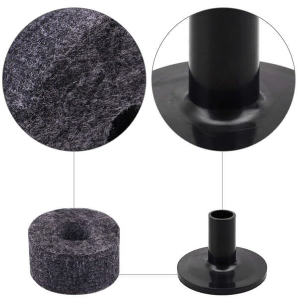 48 Pcs Cymbal Stand 25mm Felt Washer + 12 Pcs Sleeves Replacement for Shelf Drum Set