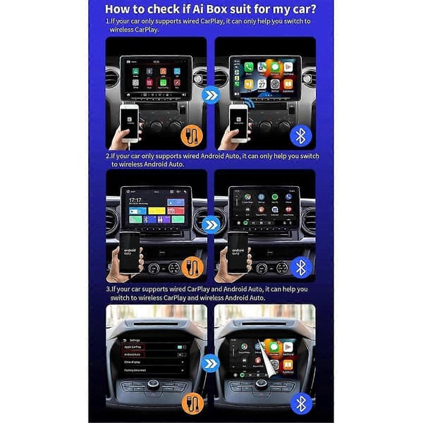 Bil AI Box 2-i-1 Trådløs Android Auto Carplay Adapter Smart Bil AI Box Bil Kablet Carplay til Trådløs-FX-
