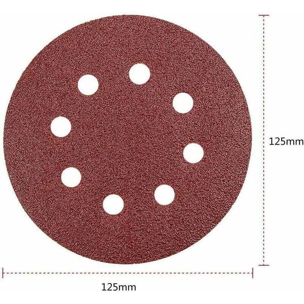 125 mm Hook and Loop Sanding Discs, 100 Pcs Assorted Grits 60/80/100/120/240 with 20 Pcs Round Sandpaper for Random Orbital Sanders