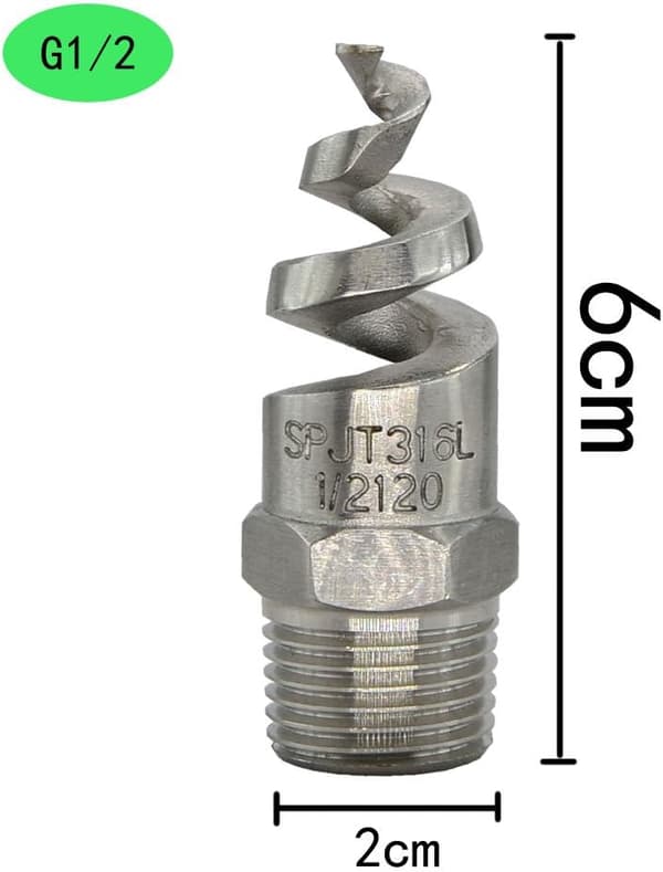 Rustfrit stål industri spray støvfjernelse spiral design fuldkegledyse G1/2 -
