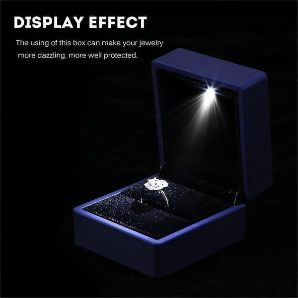 Elegant Ring Box with LED Lighting Jewelry Box Storage Box (Blue)