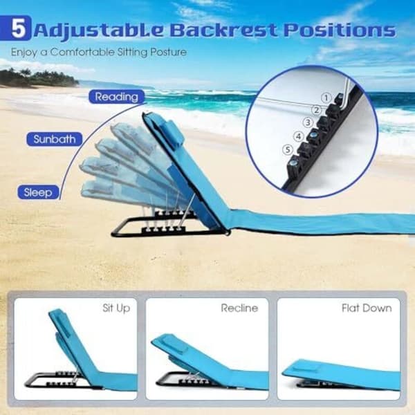 Foldable Beach Mattress Sun Lounger Adjustable Portable for Beach Park Camping