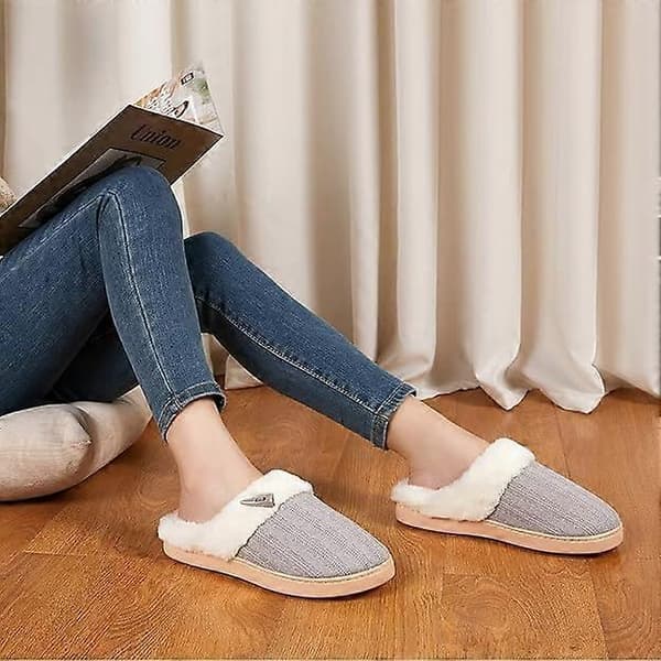 Bekväma tofflor med memory foam, fluffiga sovrumstofflor, halkfria innetofflor för hemmet