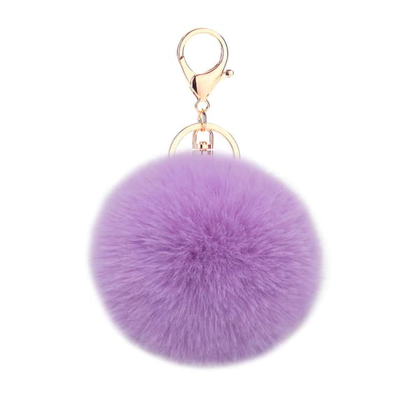 Nøglering fluffy nøglering bolde grå fluffy