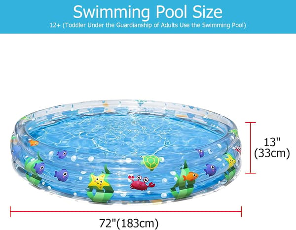 Oppustelig pool, børnepool, bærbar pool, udendørs- og havepool, blå, 1,83m x 33cm