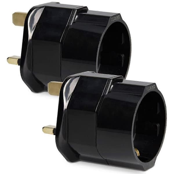 2x Rejseadapter Adapterstik Til England - Rejsestik Strømadapter EU Til UK Stik - Rejsestik Sort Rød Black Red